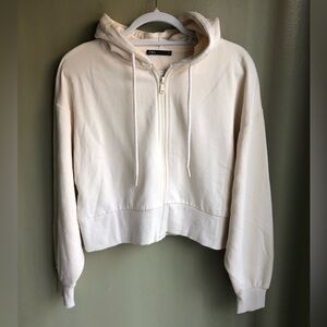 Zara Womens Zip-up Hoodie Cream Size: S
